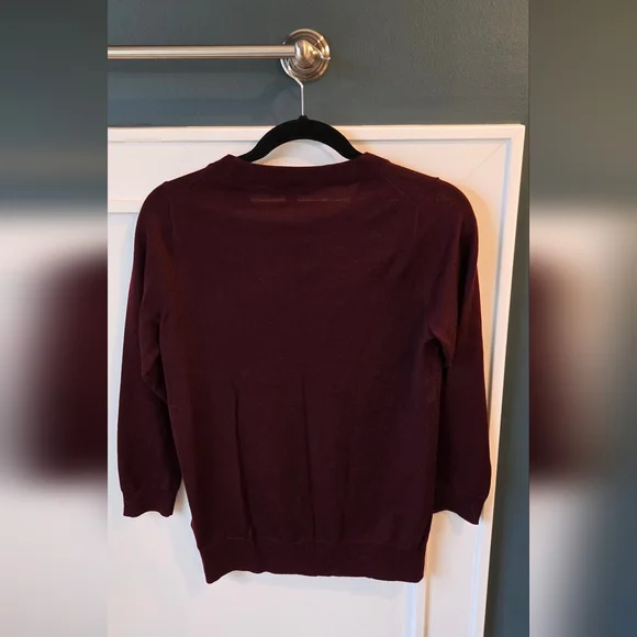 J. Crew Women's Merino Wool Wine Colored Crewneck Pullover - Picture 4 of 4